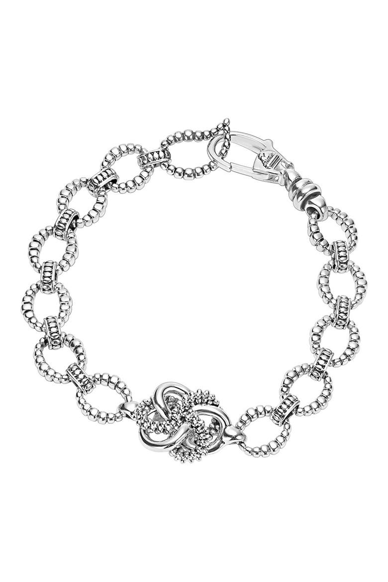Love Knot Link Bracelet, Main, color, STERLING SILVER