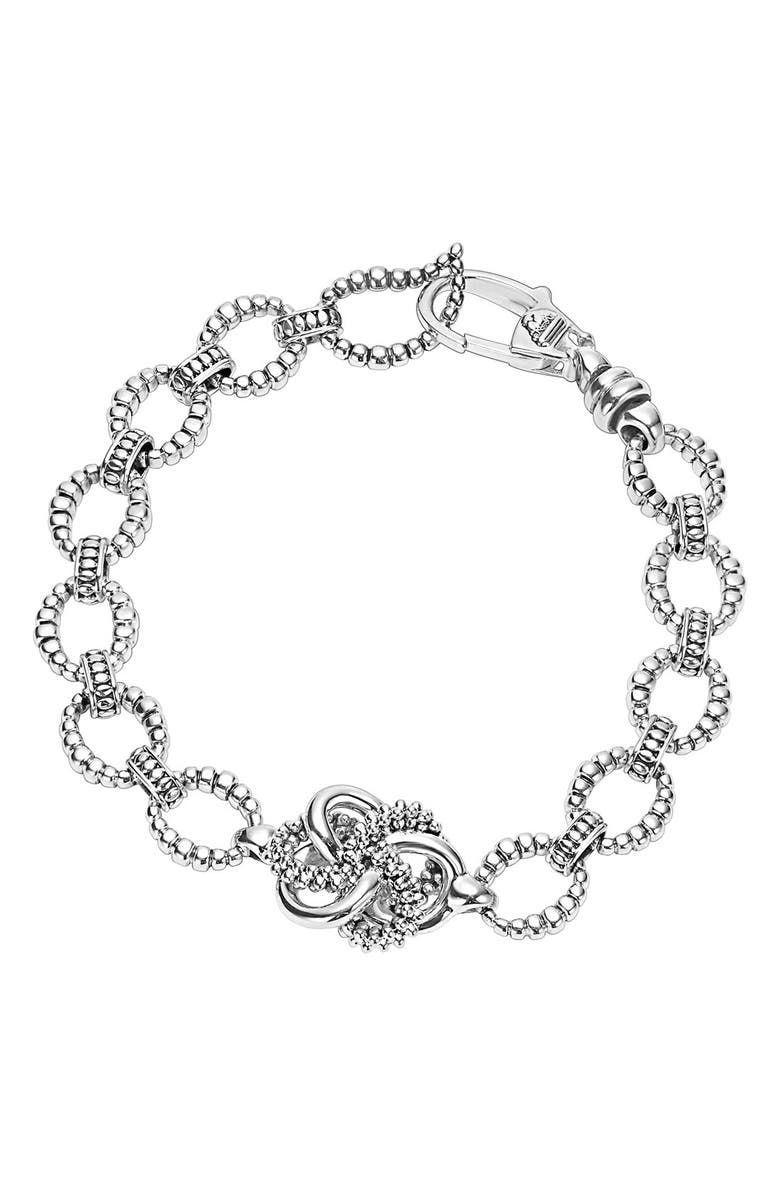 LAGOS Love Knot Link Bracelet, Main, color, Sterling Silver
