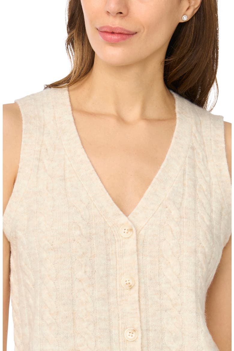 Cable Knit V-Neck Sweater Vest, Alternate, color, MALTED
