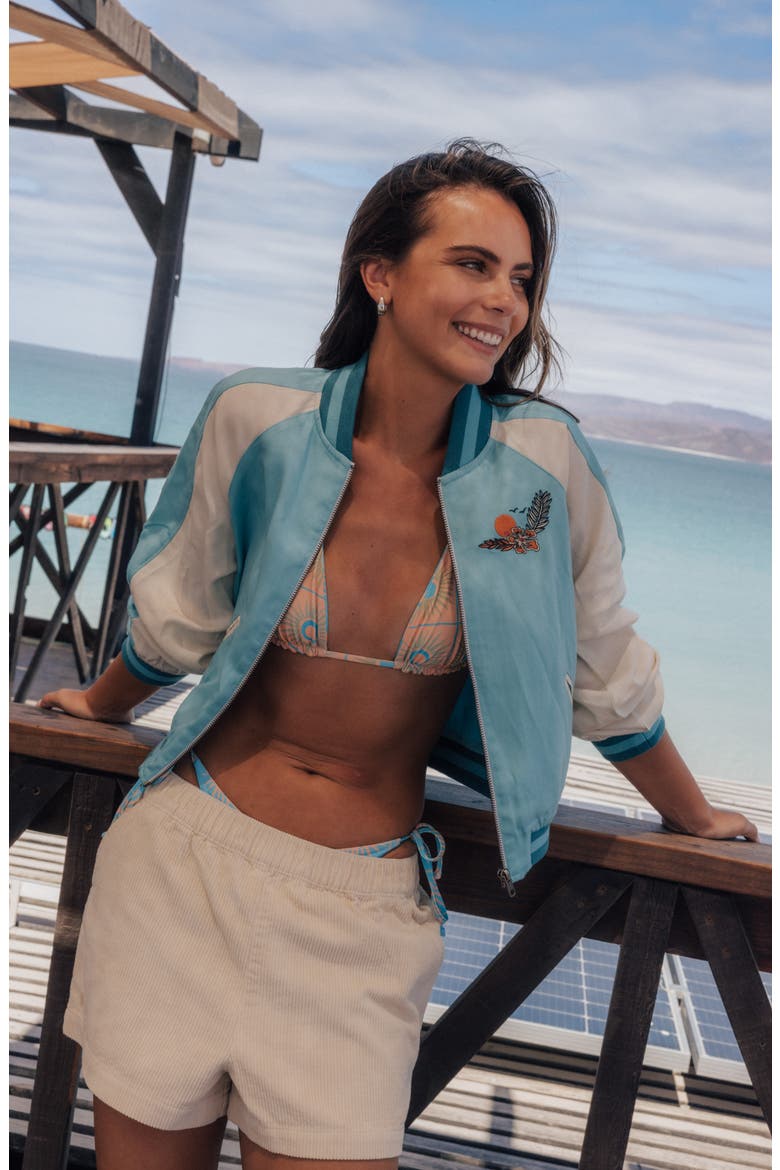 Dream Vacation Varsity Jacket, Alternate, color, MISTY BLUE