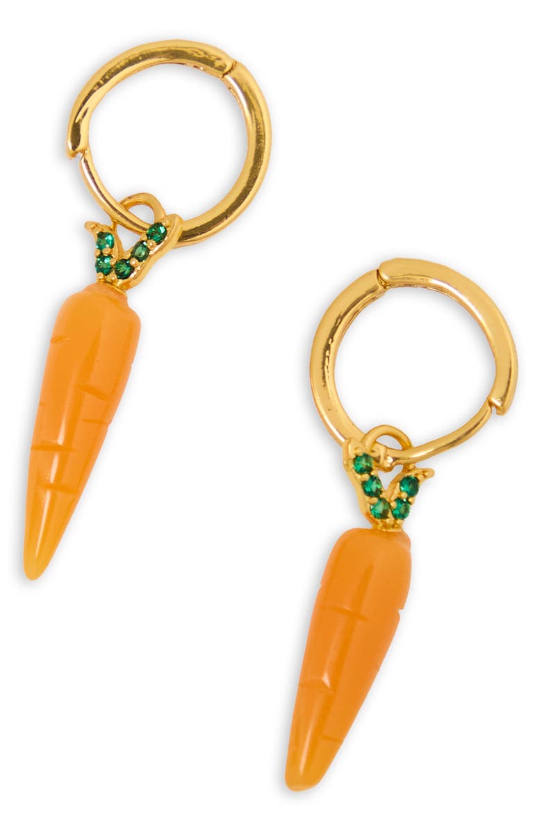 SAACHI Carrot Charm Huggie Earrings, Alternate, color, Orange