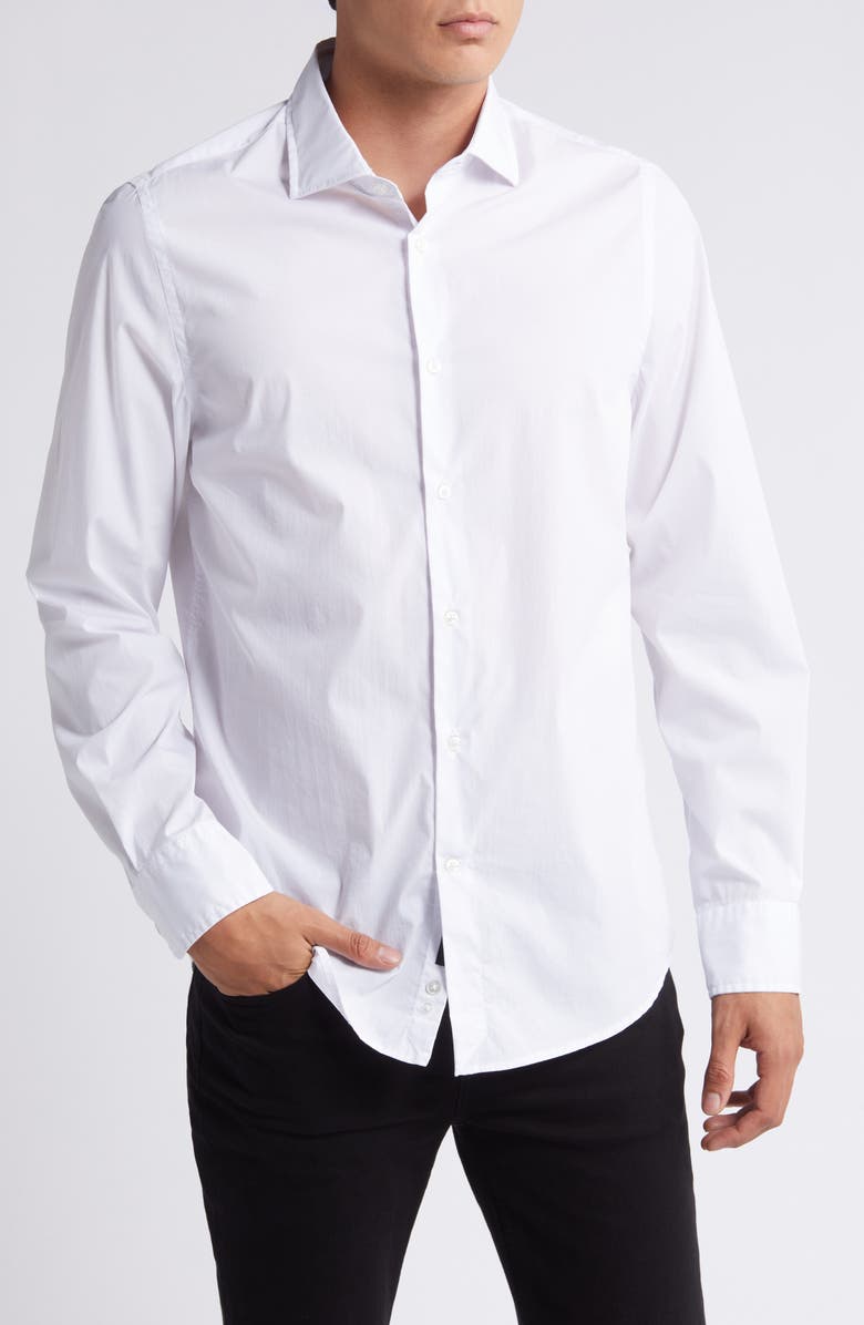 7 For All Mankind Slim Fit Stretch Poplin Button-Up Shirt, Main, color, White