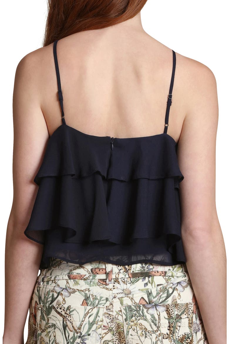 Rosette Ruffle Neck Halter Top, Alternate, color, DEEP NAVY