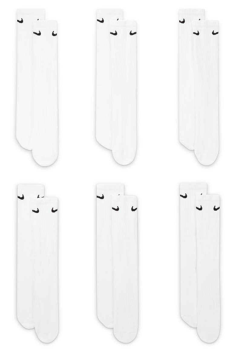 Kids' 6-Pack Everyday Cushioned Training Crew Socks, Main, color, 100 WHITE/BLACK