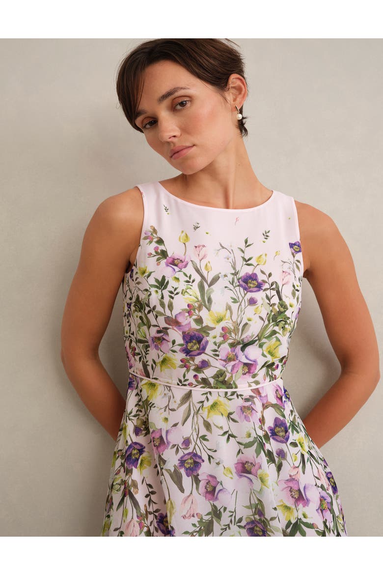 Carly A-Line Midi Dress, Alternate, color, Pale Pink Multi