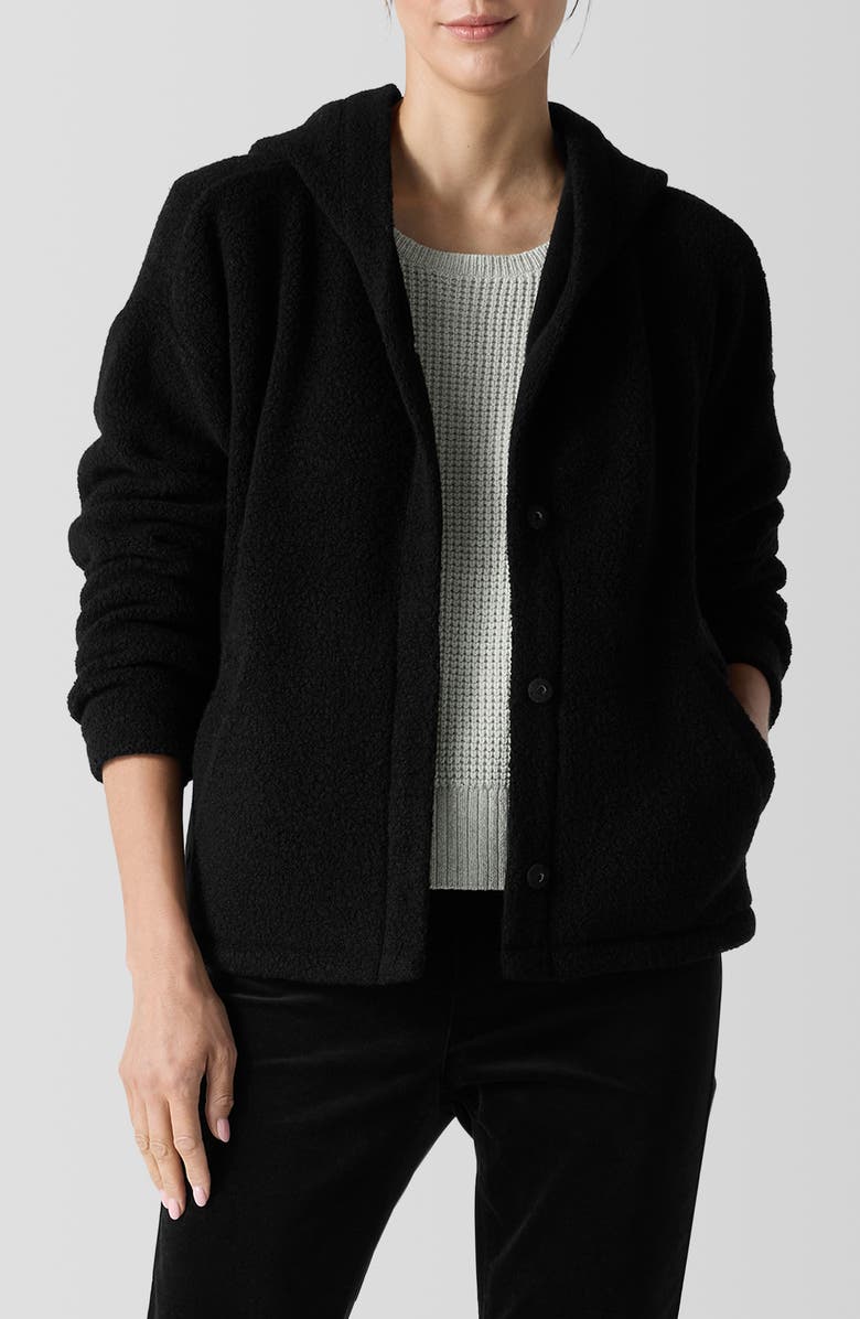 Eileen Fisher Boxy Hooded Wool Blend Jacket, Main, color, 