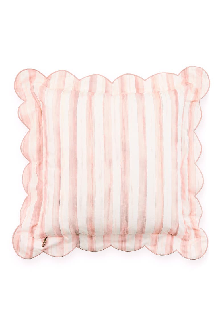 Rosy Check Reversible Scallop Throw Pillow, Alternate, color, ROSY