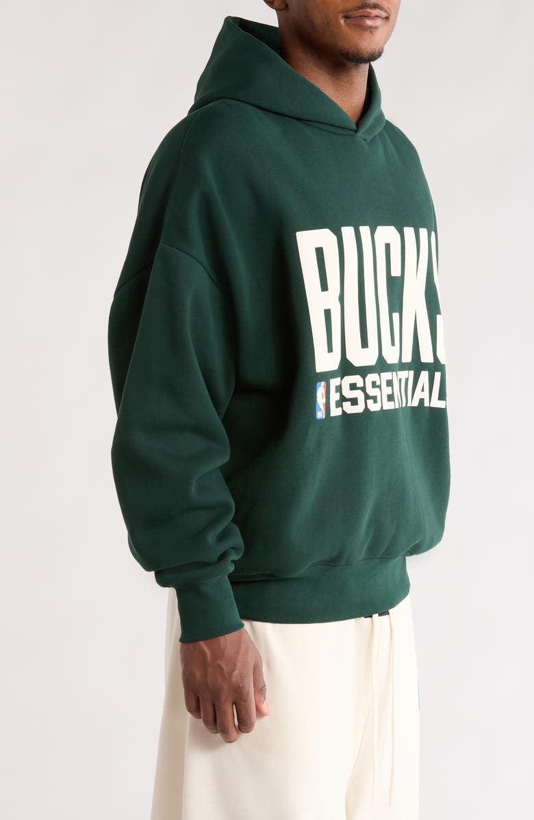 Fear of God Essentials x NBA Bucks Sports Fit Hoodie, Alternate, color, Forest Green