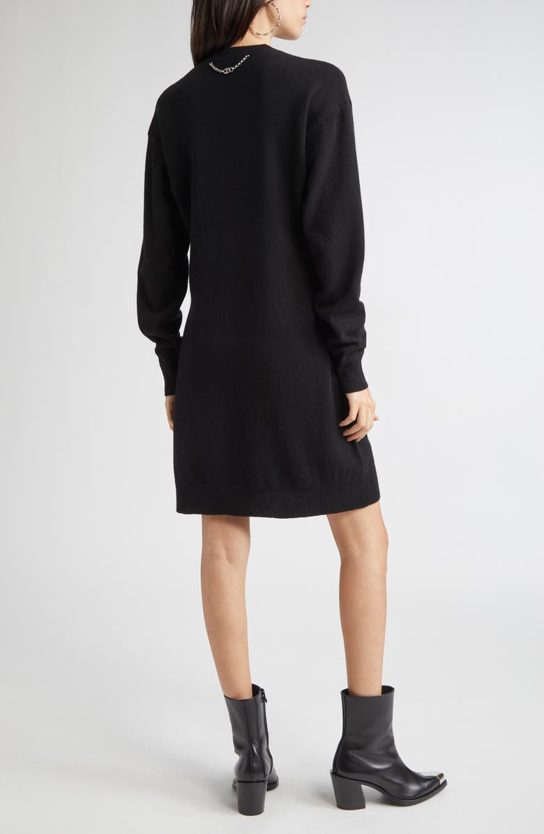 Rabanne Layered Look Wool Blend Sweater Dress, Alternate, color, Black