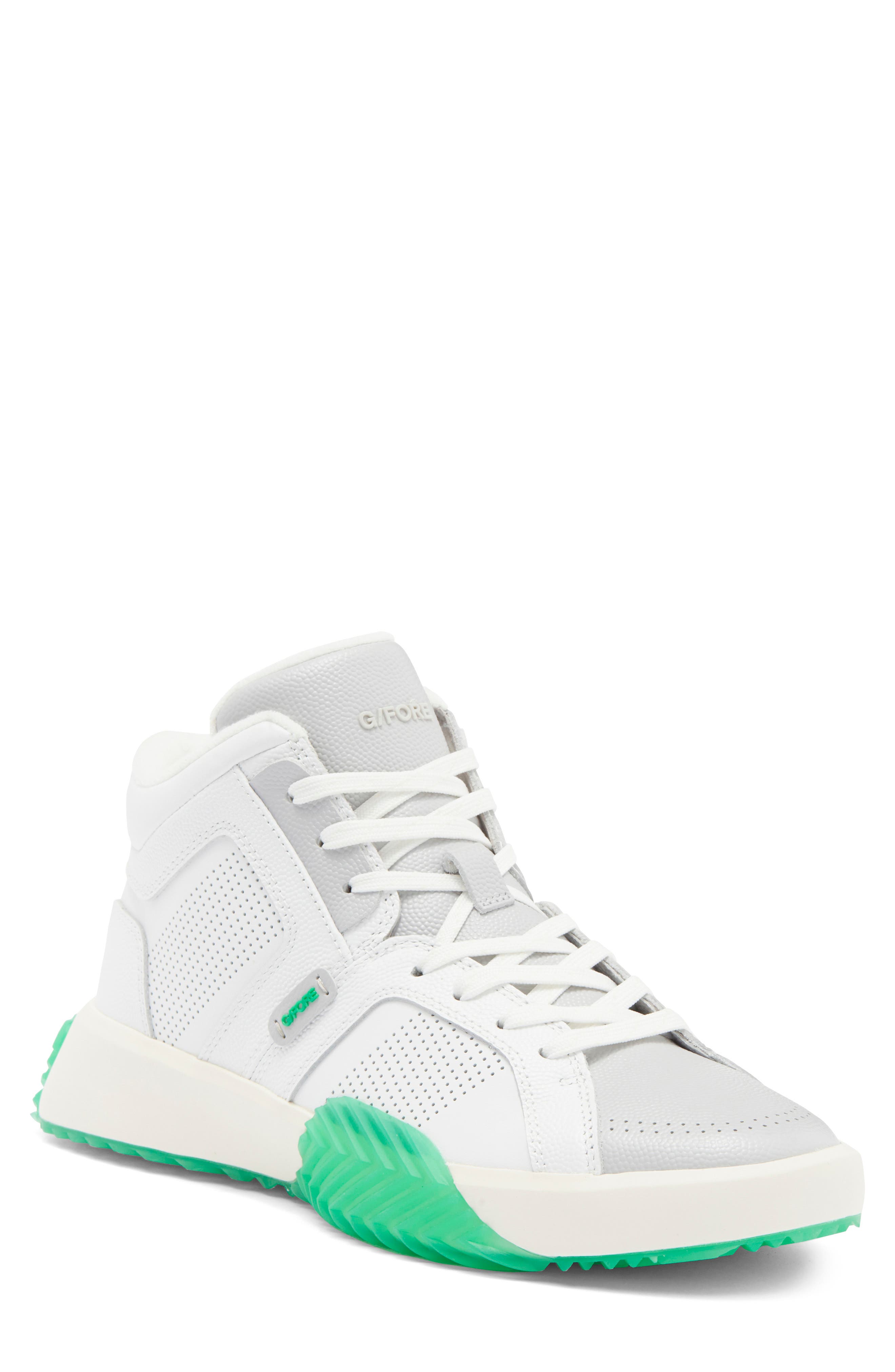 G. 112 Perforated Street Golf Shoe, Main, color, SNOW/ CLOVER