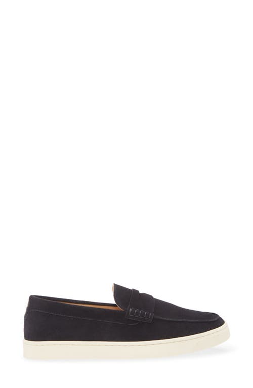 Brunello Cucinelli Suede Moccasin-style Sneakers With Diamond Cut Mask In C8144 Dark Blue