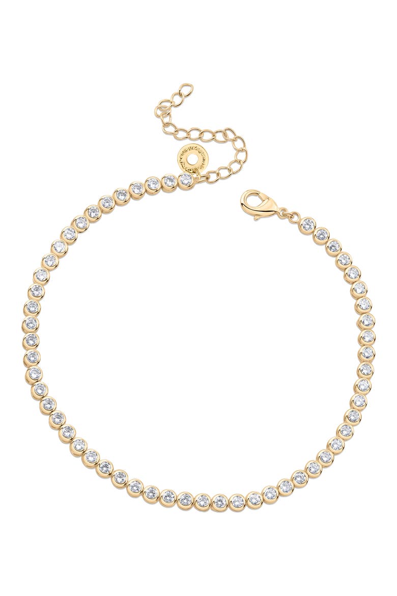 Bezel Round Cubic Zirconia Tennis Anklet, Main, color, CLEAR/ GOLD