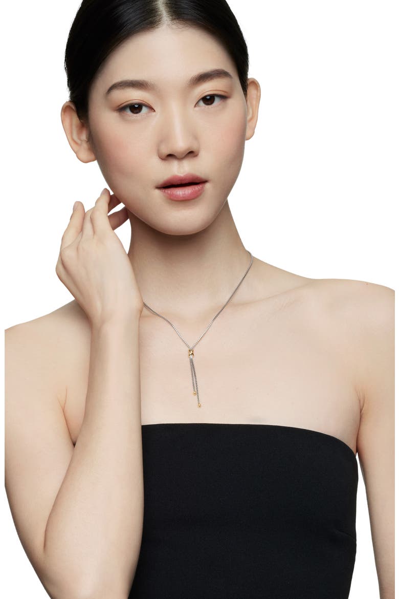 Petite X Lariat 18K Gold Y-Necklace, Alternate, color, SILVER/ YELLOW GOLD