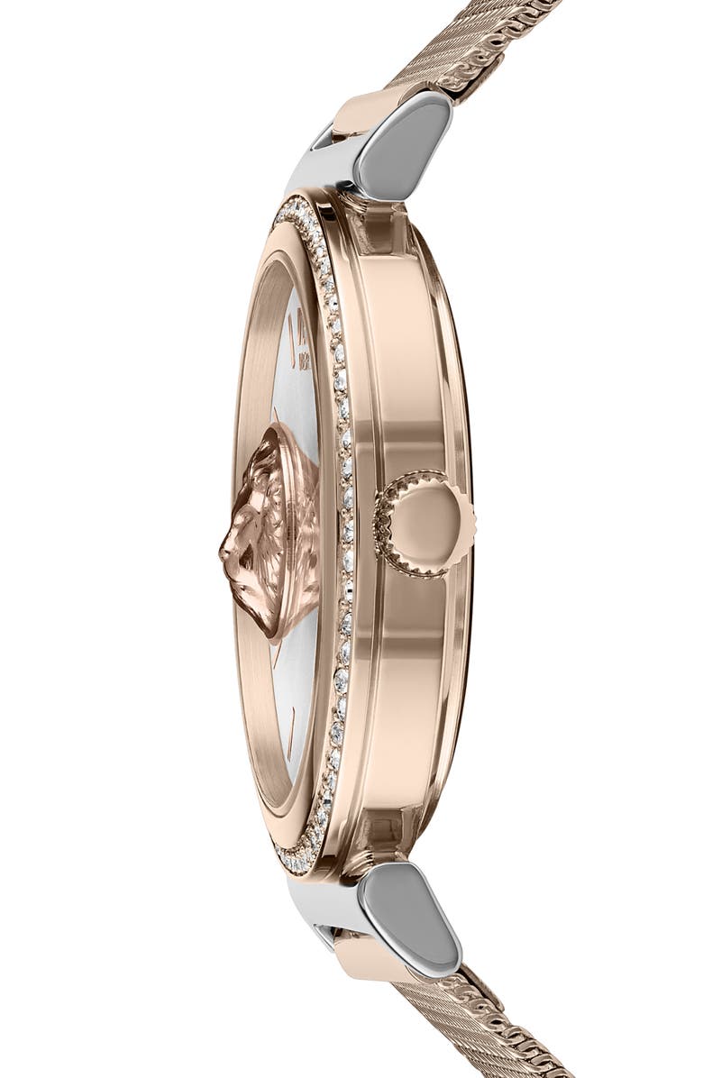 VERSUS Versace Brick Lane Mesh Strap Watch, 34mm, Alternate, color, Rose Gold