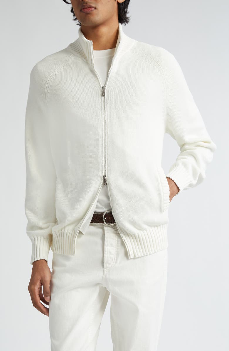 Brunello Cucinelli Cotton Zip Cardigan, Main, color, 
