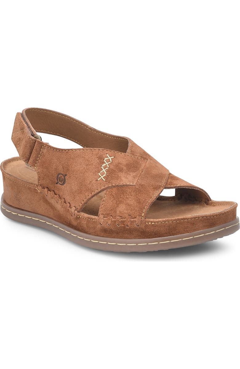 Børn Ebba Slingback Platform Wedge Sandal, Main, color, Brown Suede