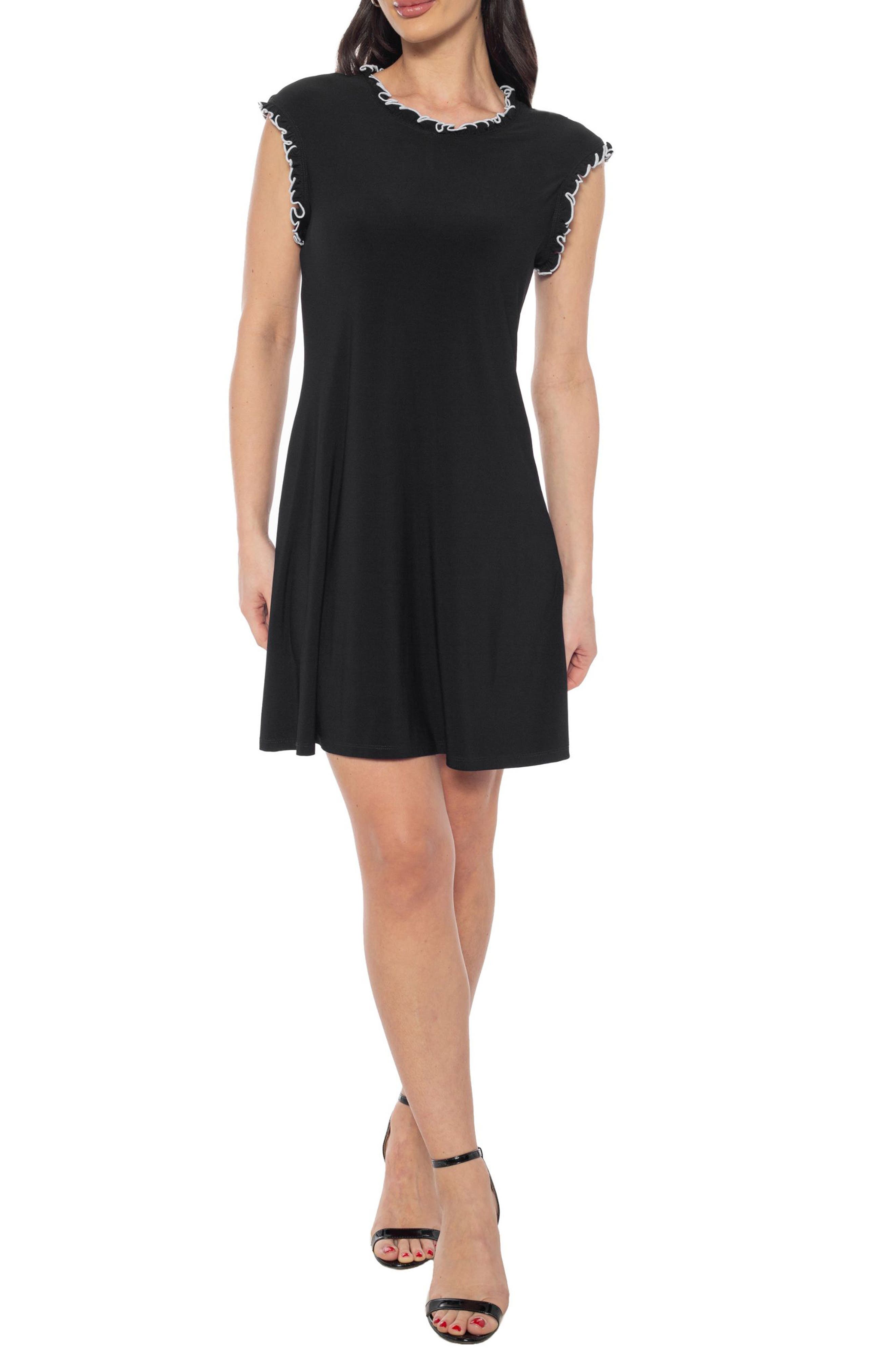 TASH AND SOPHIE Ruffle Cap Sleeve A-Line Dress