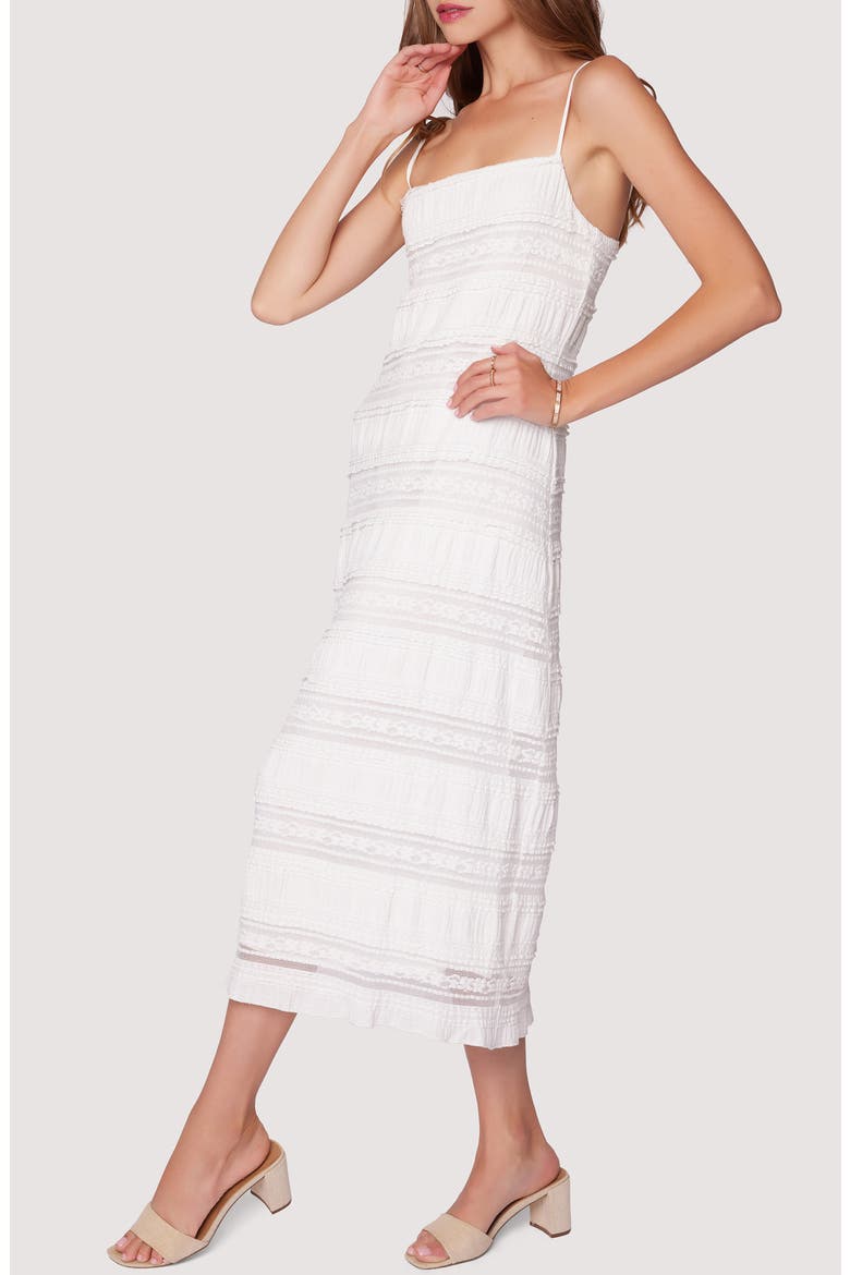 Magnolia Dreams Lace Stripe Midi Dress, Alternate, color, OFF WHITE