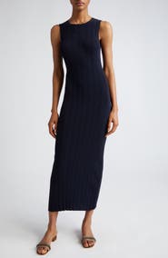 Eleventy Sleeveless Cotton Rib Midi Sweater Dress