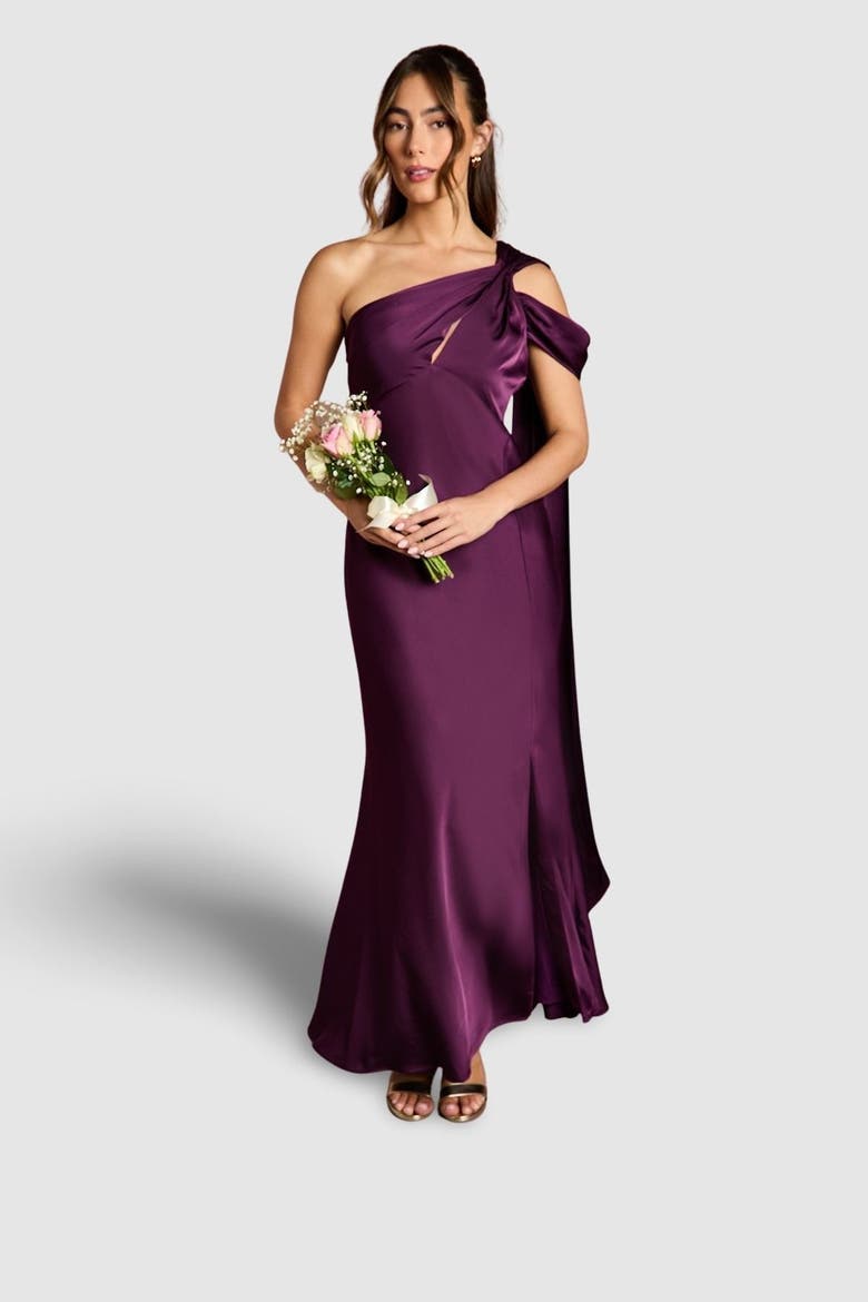 Satin Fishtail Maxi Dress, Main, color, Grape