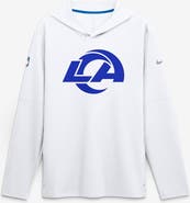 Nike Men's Nike Los Angeles Rams Fearsome White Sideline Lightweight Long Sleeve Hooded Dri-FIT T-Shirt
