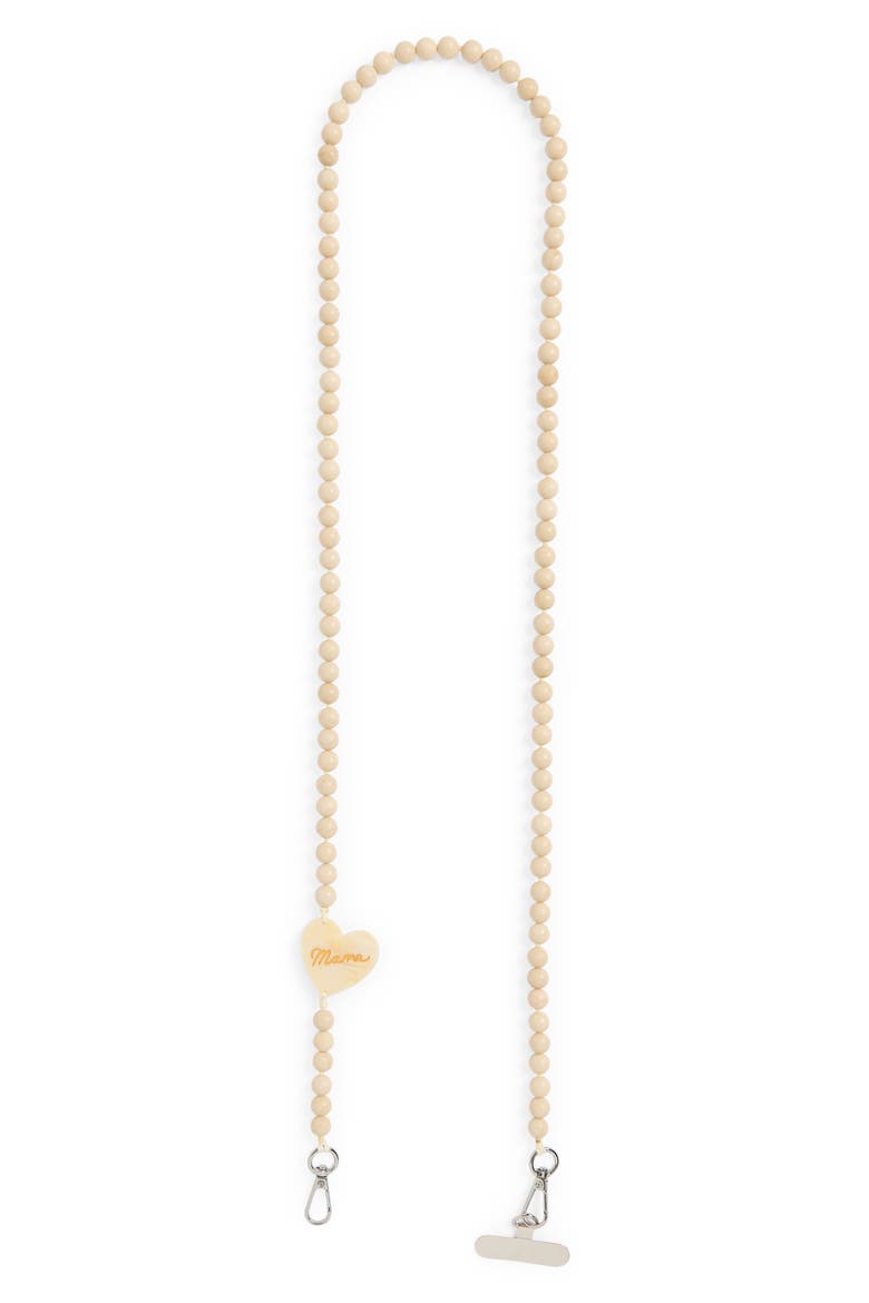 Mama Heart Beaded Crossbody Phone Strap, Main, color, CREAM