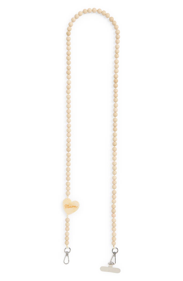Solar Eclipse Mama Heart Beaded Crossbody Phone Strap, Main, color, Cream