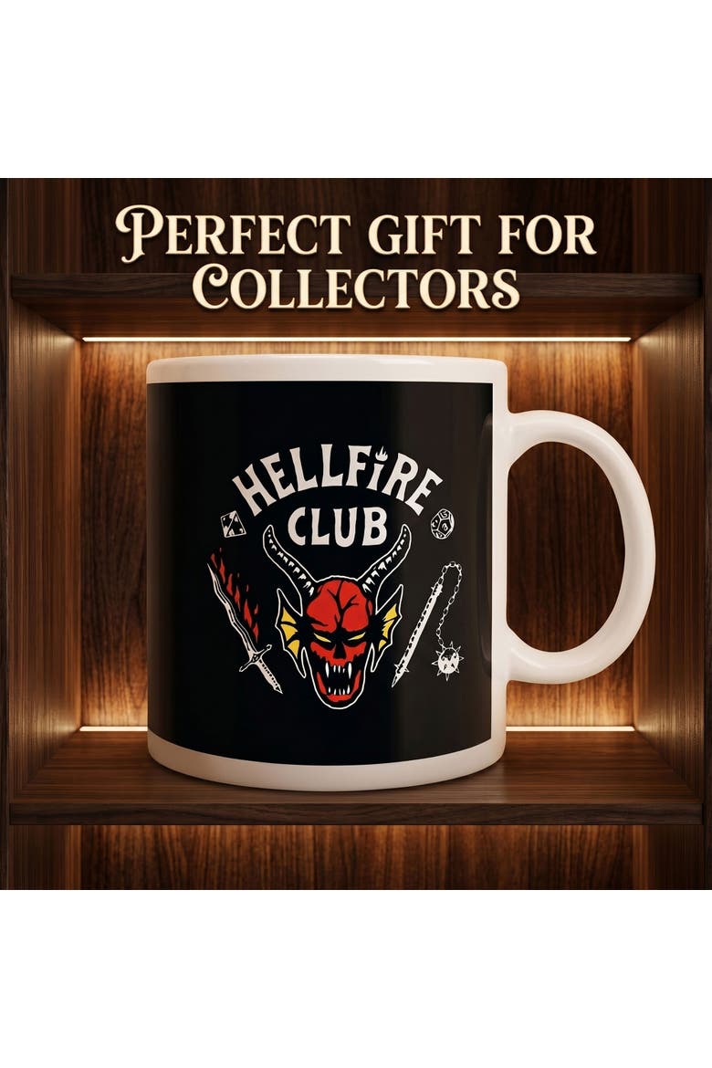20 oz Stranger Things Hellfire Club Ceramic Mug, Alternate, color, Black