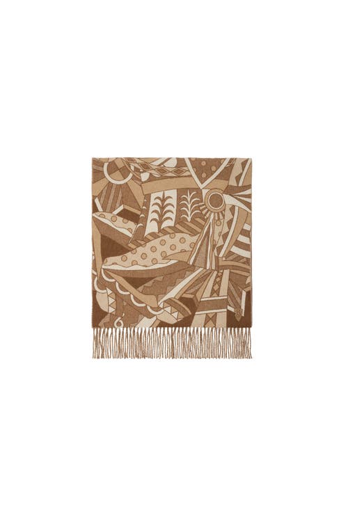Shop Burberry Carousel Ekd Cashmere Scarf In Camel