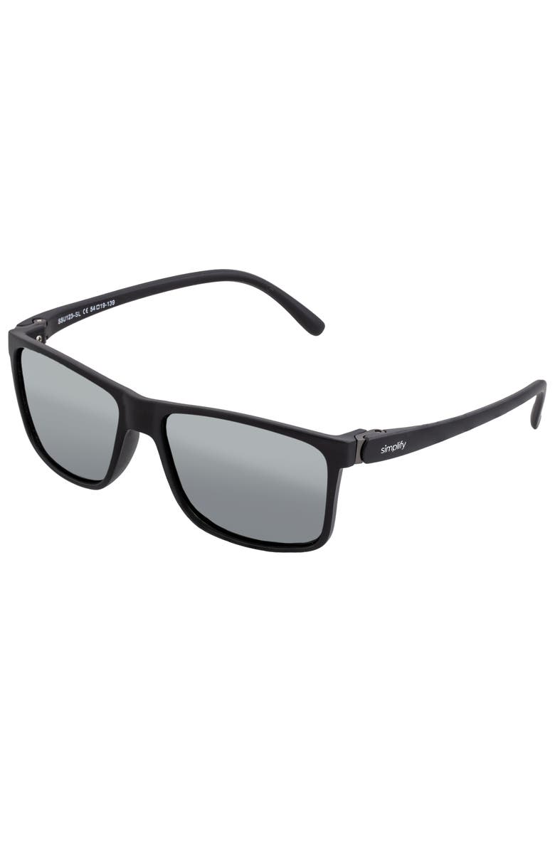 SIMPLIFY Ellis Polarized Sunglasses, Main, color, Black/Silver