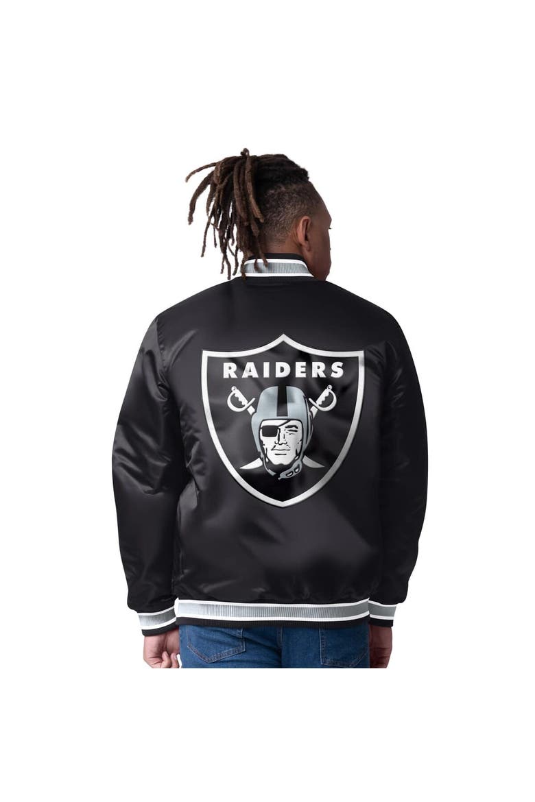 Men's Starter  Black/Silver Las Vegas Raiders Closer Reversible Satin Full-Snap Jacket, Alternate, color, Black