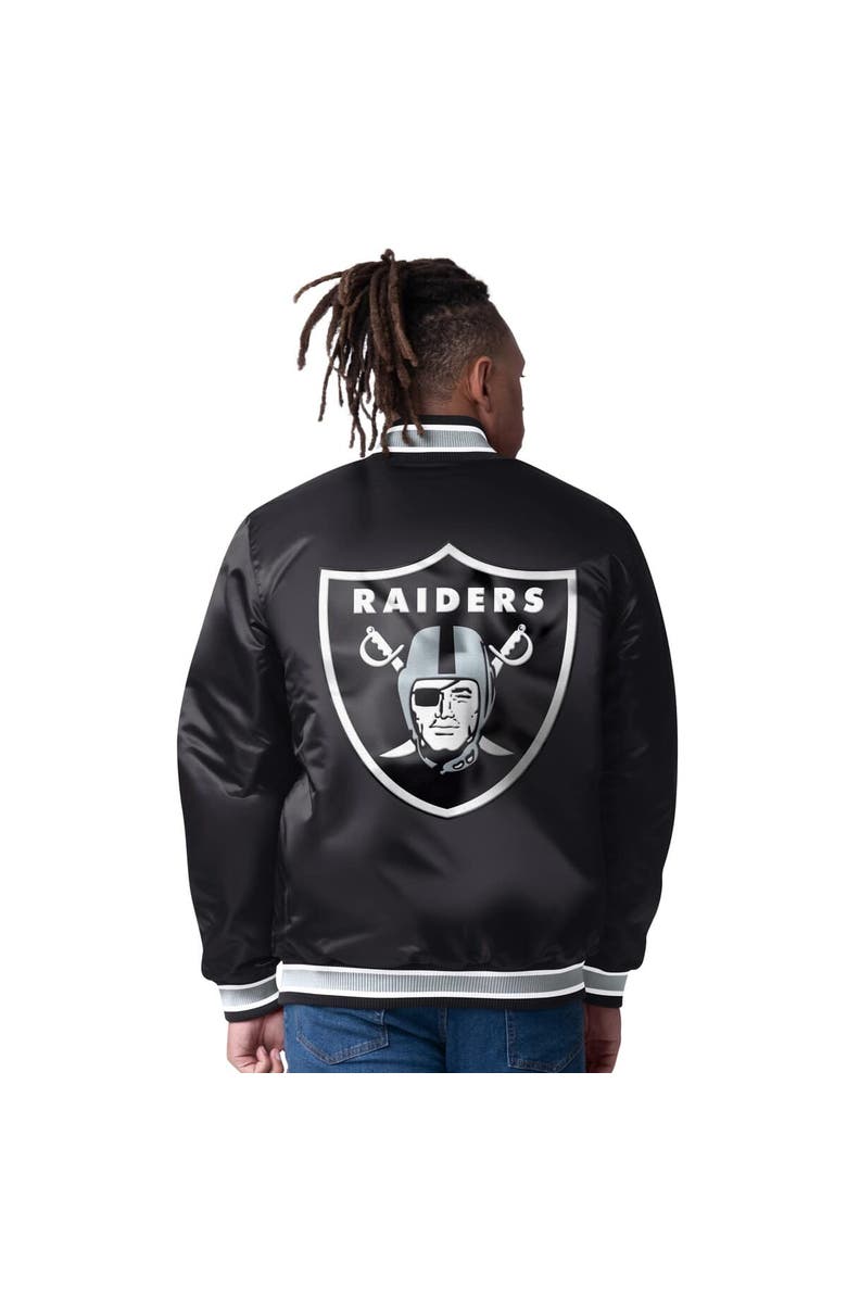 STARTER Men's Starter Black/Silver Las Vegas Raiders Closer Reversible Satin Full-Snap Jacket, Alternate, color, Black
