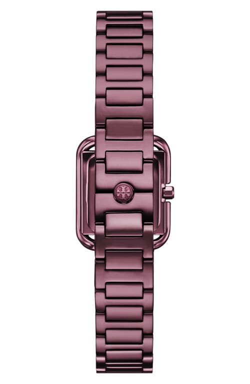 Tory Burch Women's The Kira Square Purple Stainless Steel Bracelet Watch 18mm In Purple