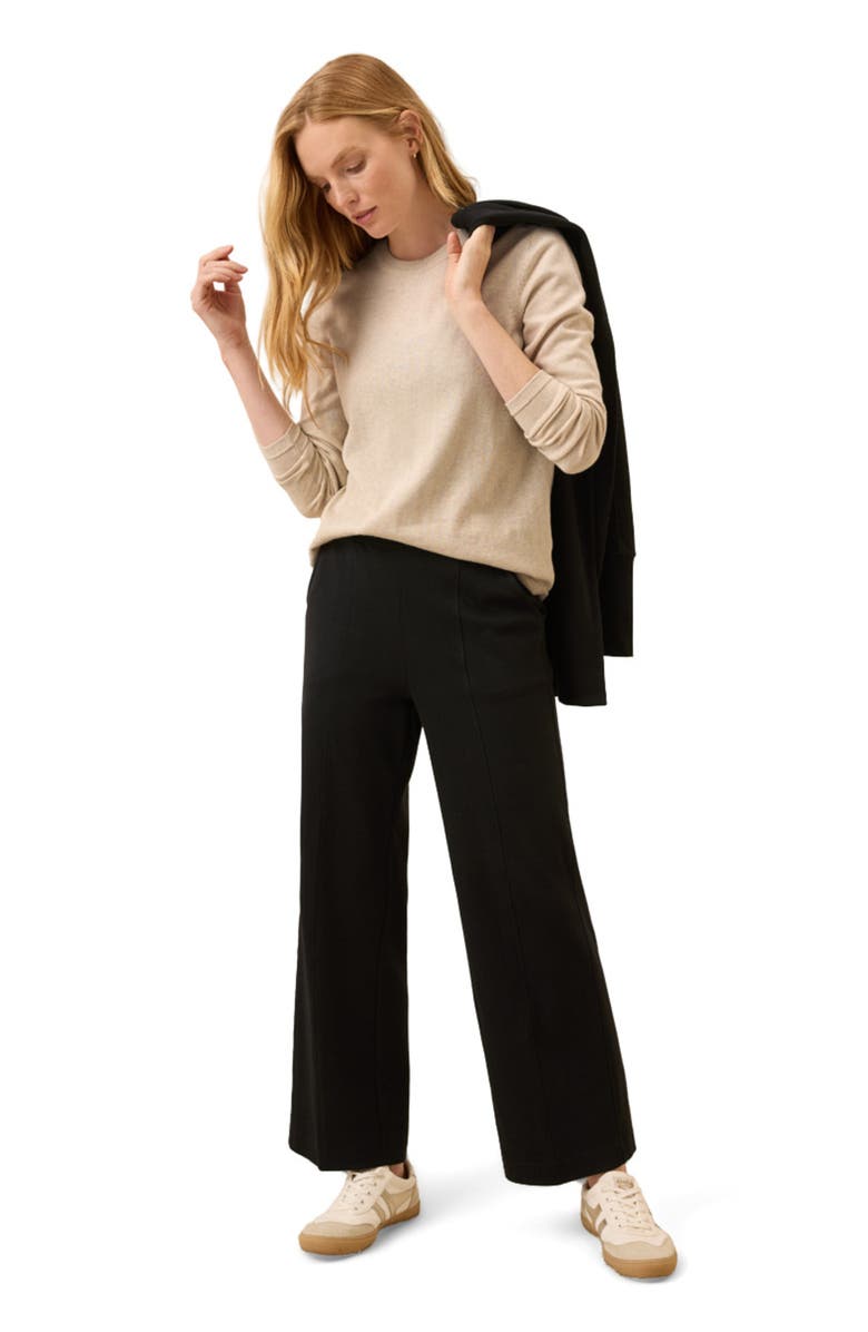 Pact Organic Cotton Airplane Pintuck Wide Leg Pant, Main, color, Black