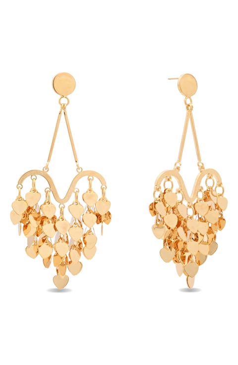 Teresa Heart Charm Statement Drop Earrings