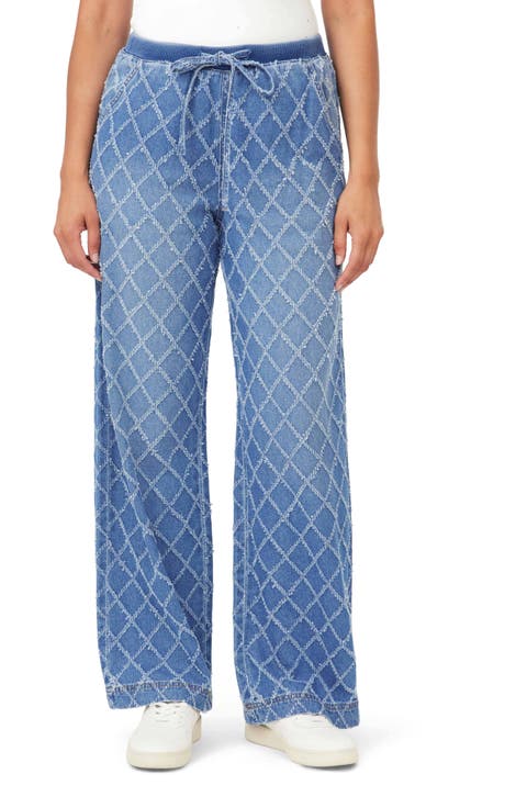 Rib Cotton Jacquard Wide Leg Trouser