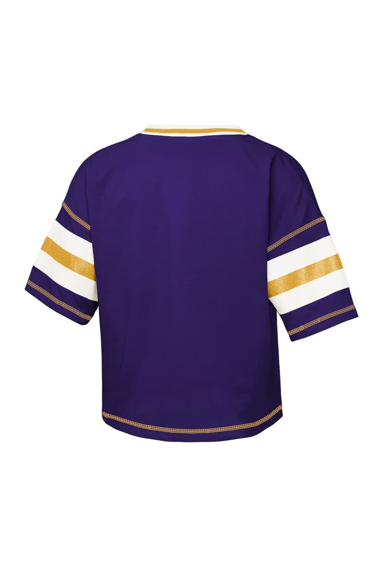 Girls Youth Outerstuff Purple LSU Tigers Gridiron Jersey V-Neck T-Shirt, Alternate, color, Purple