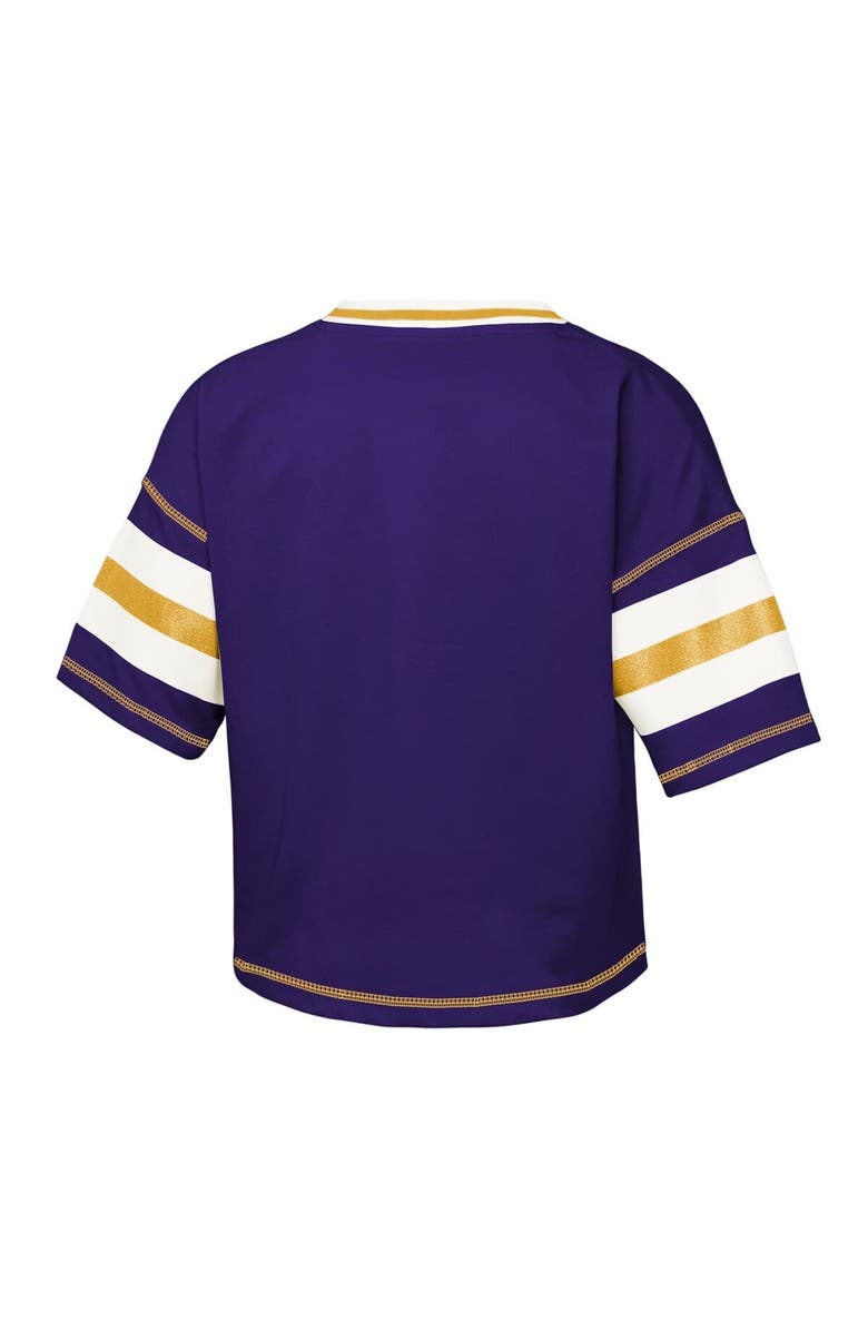 Outerstuff Girls Youth Outerstuff Purple LSU Tigers Gridiron Jersey V-Neck T-Shirt, Alternate, color, Purple