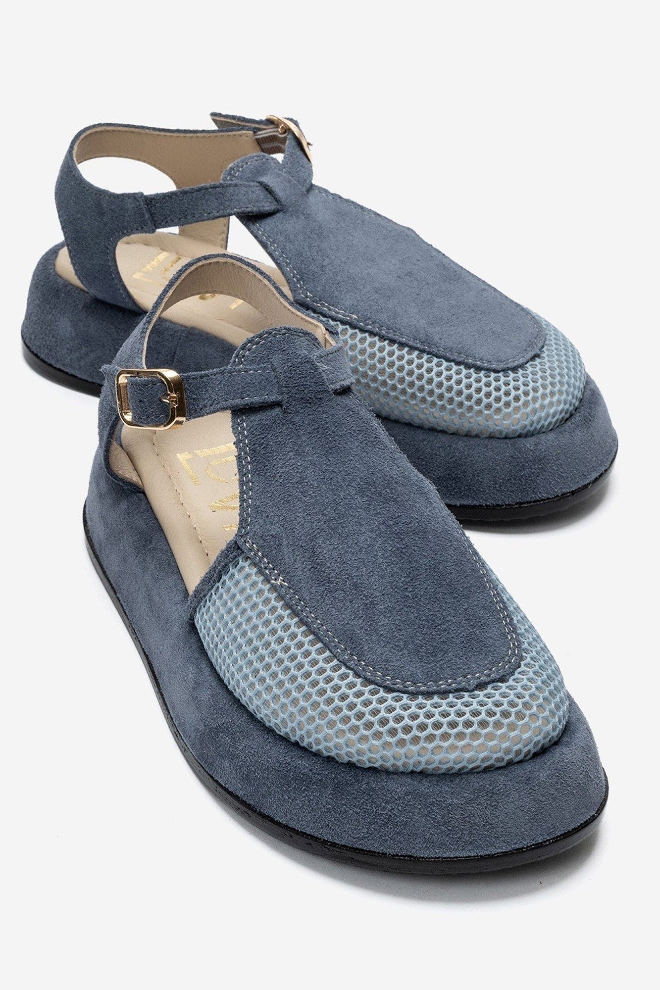 Lurelia Leather Platform Sandal, Main, color, Denim Blue Suede