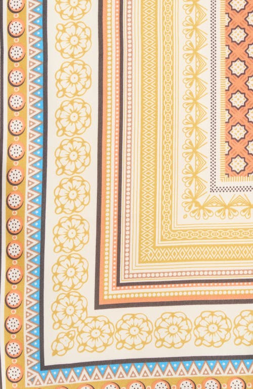 Ellian Border Print Satin Square Scarf In Multi