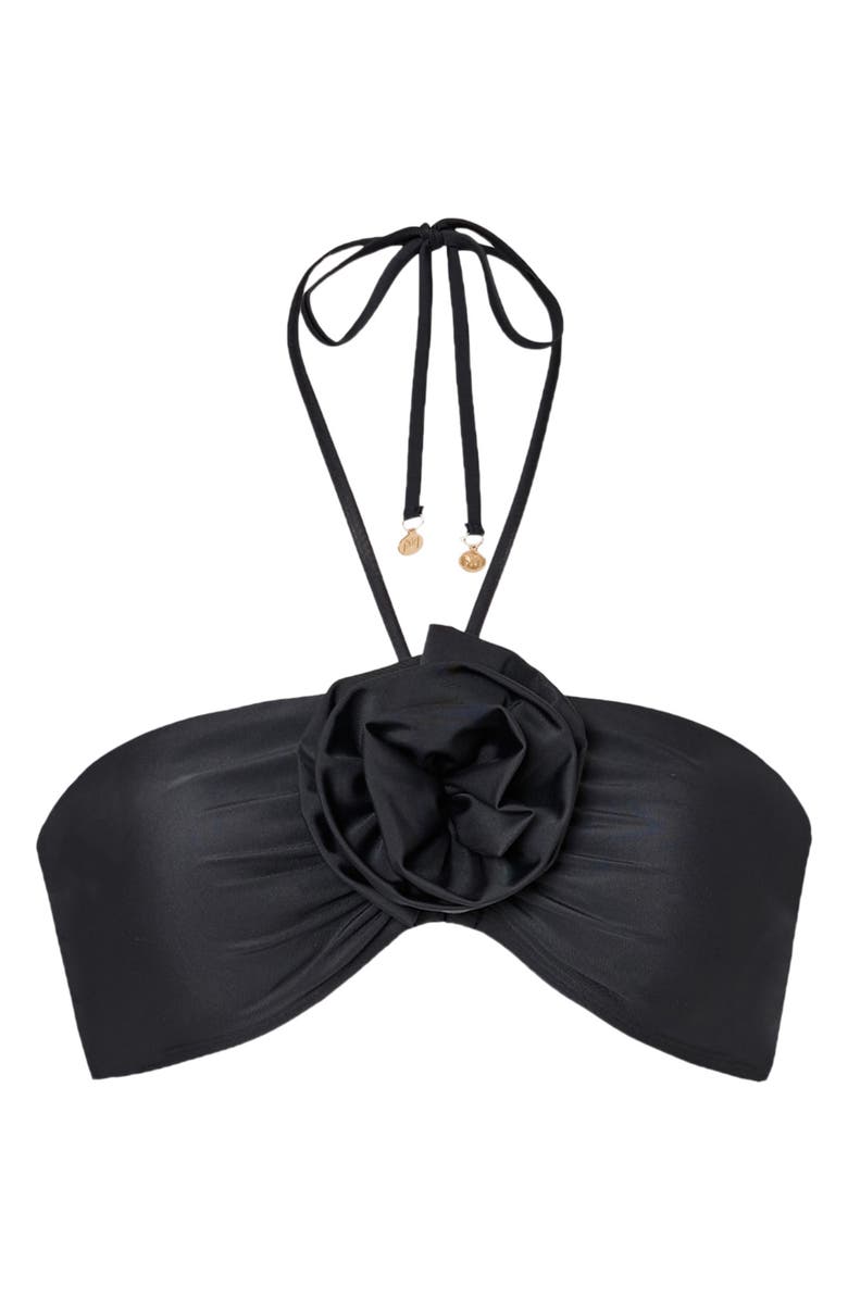 Milly Floral Appliqué Halter Top, Alternate, color, Black