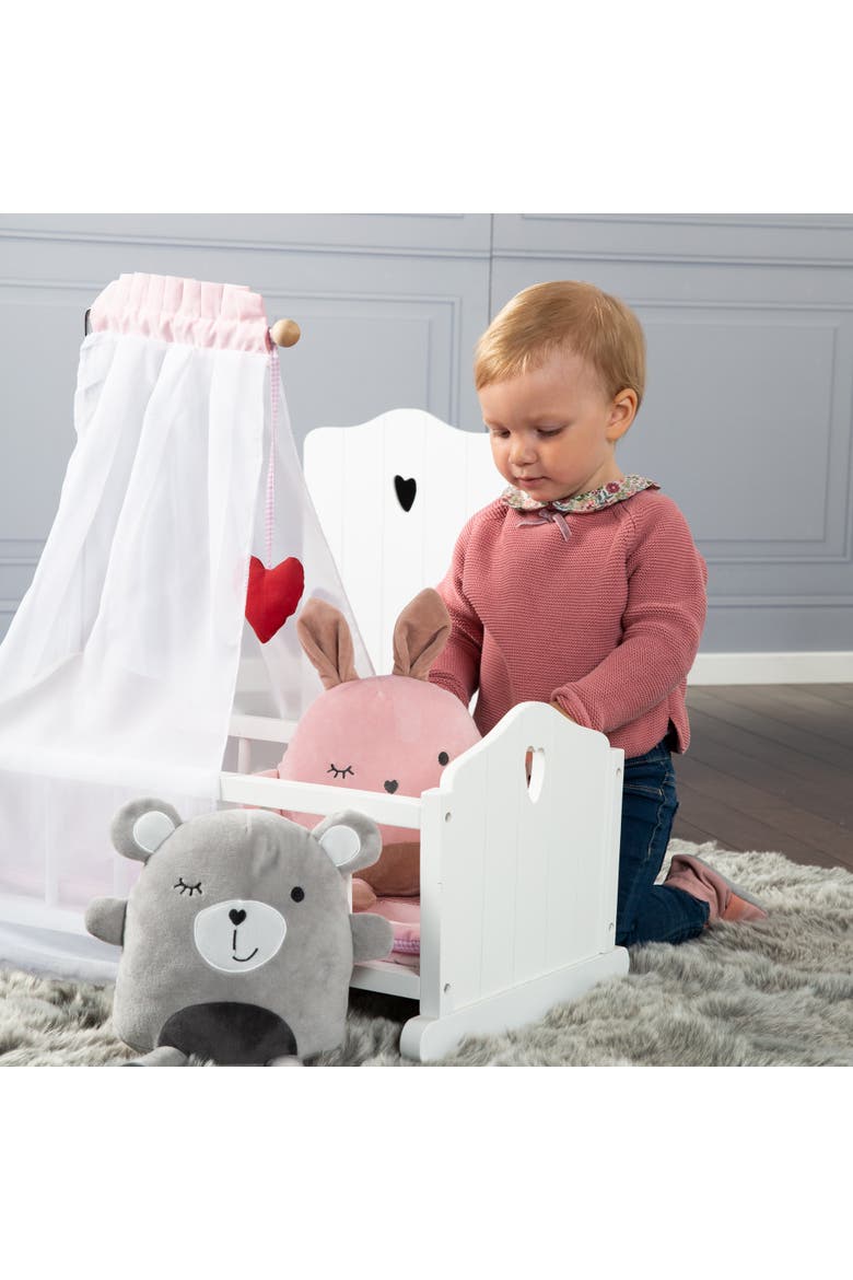 Doll Cradle Set Fienchen Heart, Pink & White, Alternate, color, White