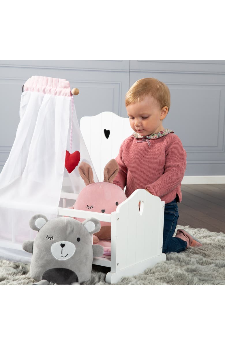 Roba-Kids Doll Cradle Set Fienchen Heart, Pink & White, Alternate, color, White