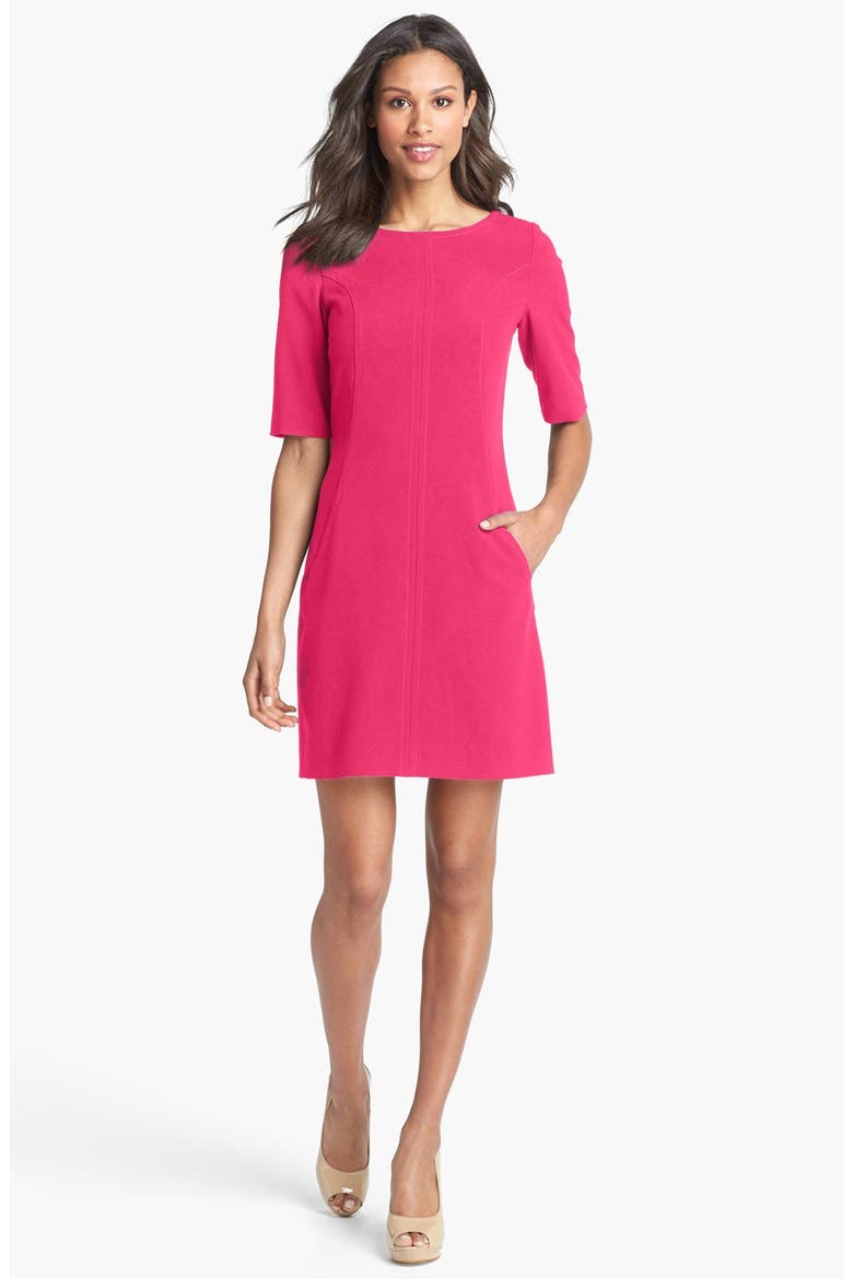 Seamed A-Line Dress, Alternate, color, ROSE