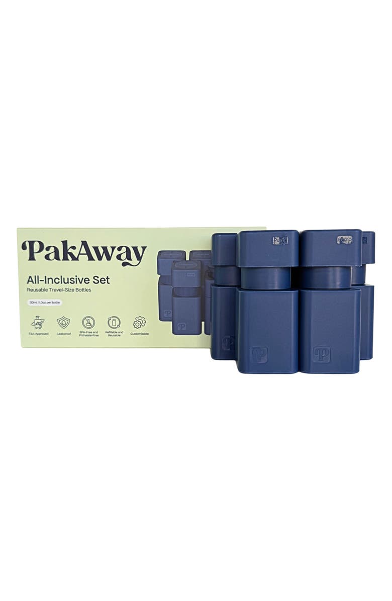 PakAway All-Inclusive Set of 5 Travel-Size Bottles, Main, color,