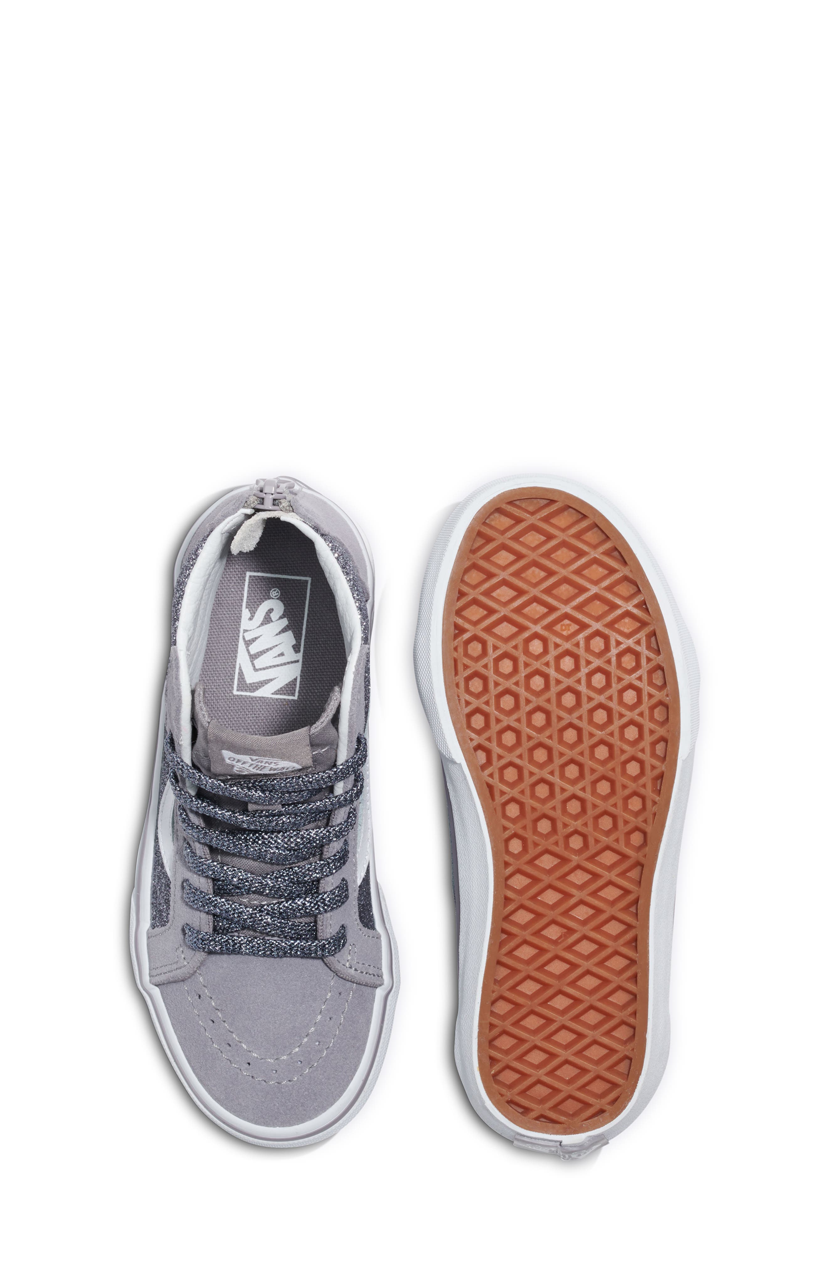 Vans Kids
 Sk8-Hi Zip Glitter Sneaker, Alternate, color, 