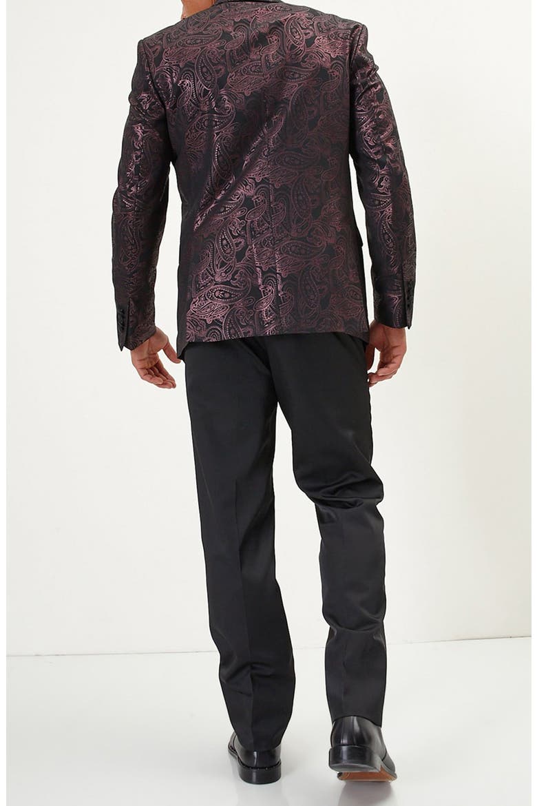 Metallic Paisley Pattern Tuxedo Jacket, Alternate, color, BURGUNDY
