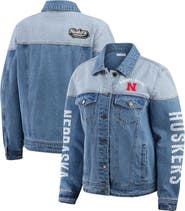 WEAR by Erin Andrews Women's WEAR by Erin Andrews Denim Nebraska Huskers Sleeve Hit Colorblock Button-Down Denim Jacket
