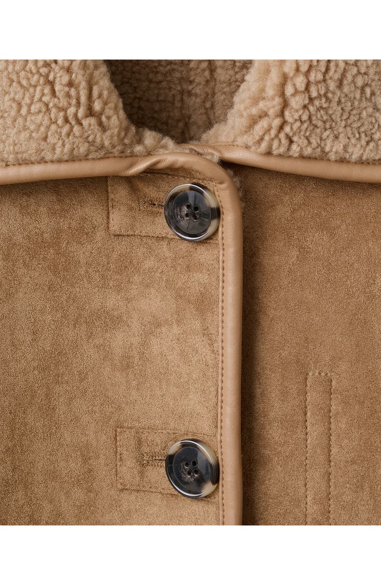 MANGO Faux Shearling Coat, Alternate, color, Medium Brown