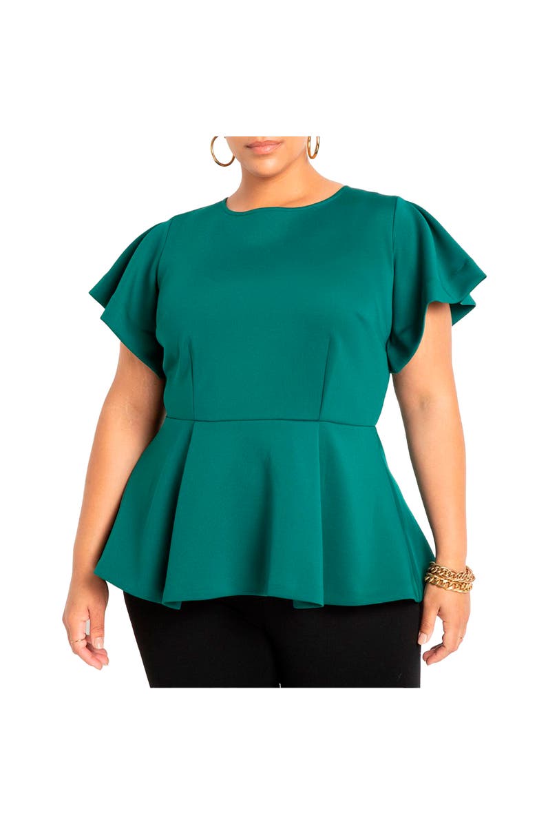 ELOQUII Flare Sleeve Peplum Top, Main, color, 